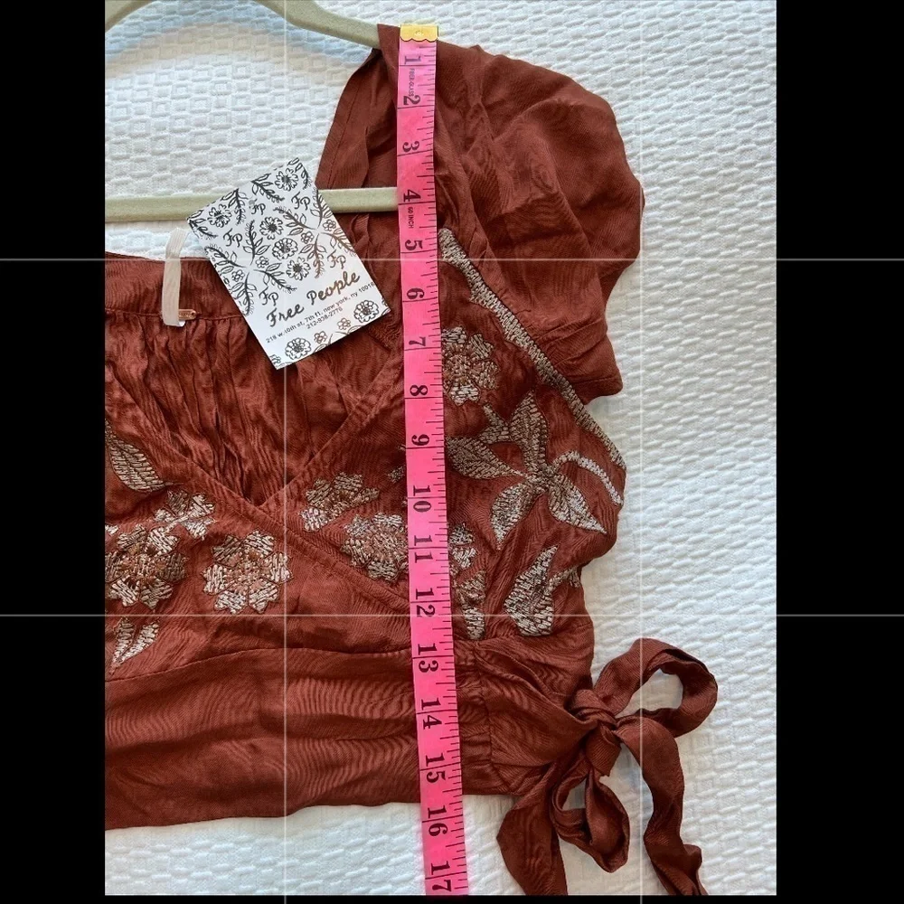 Free People Sahara Embroidered Top In Rust Combo Size XS